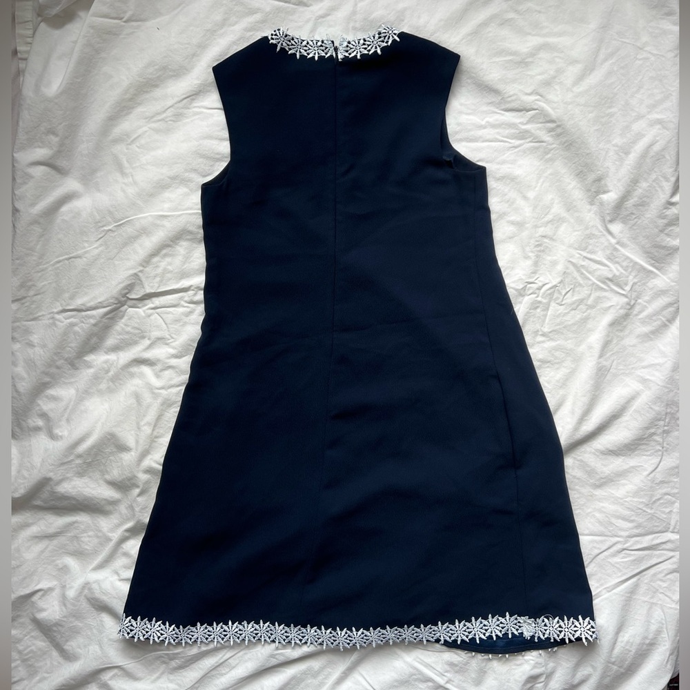 Elegant Navy Blue Dress with White Accents - Nanette Lepore